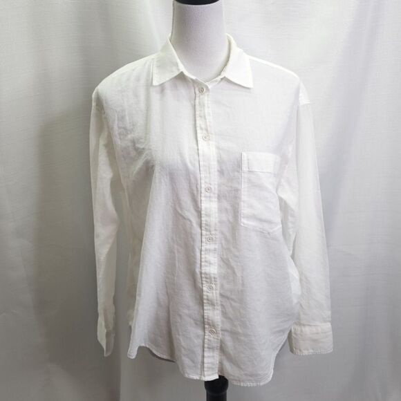 7 For All Mankind White Cotton Button Down Shirt Size XS - Picture 3 of 13